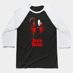 Death Rocks Funny Death Skeleton Grim Reaper Baseball T-Shirt